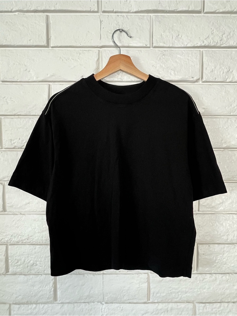 Everlane Boxy Oversized Tee Organic Cotton in Black Contrast Stitching XXS